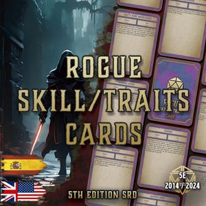 DnD 5E Rogue Skills and Traits Cards | Class Abilities | Printable PDF | Fillable | RPG Accessories | PlayerTool | English and Spanish