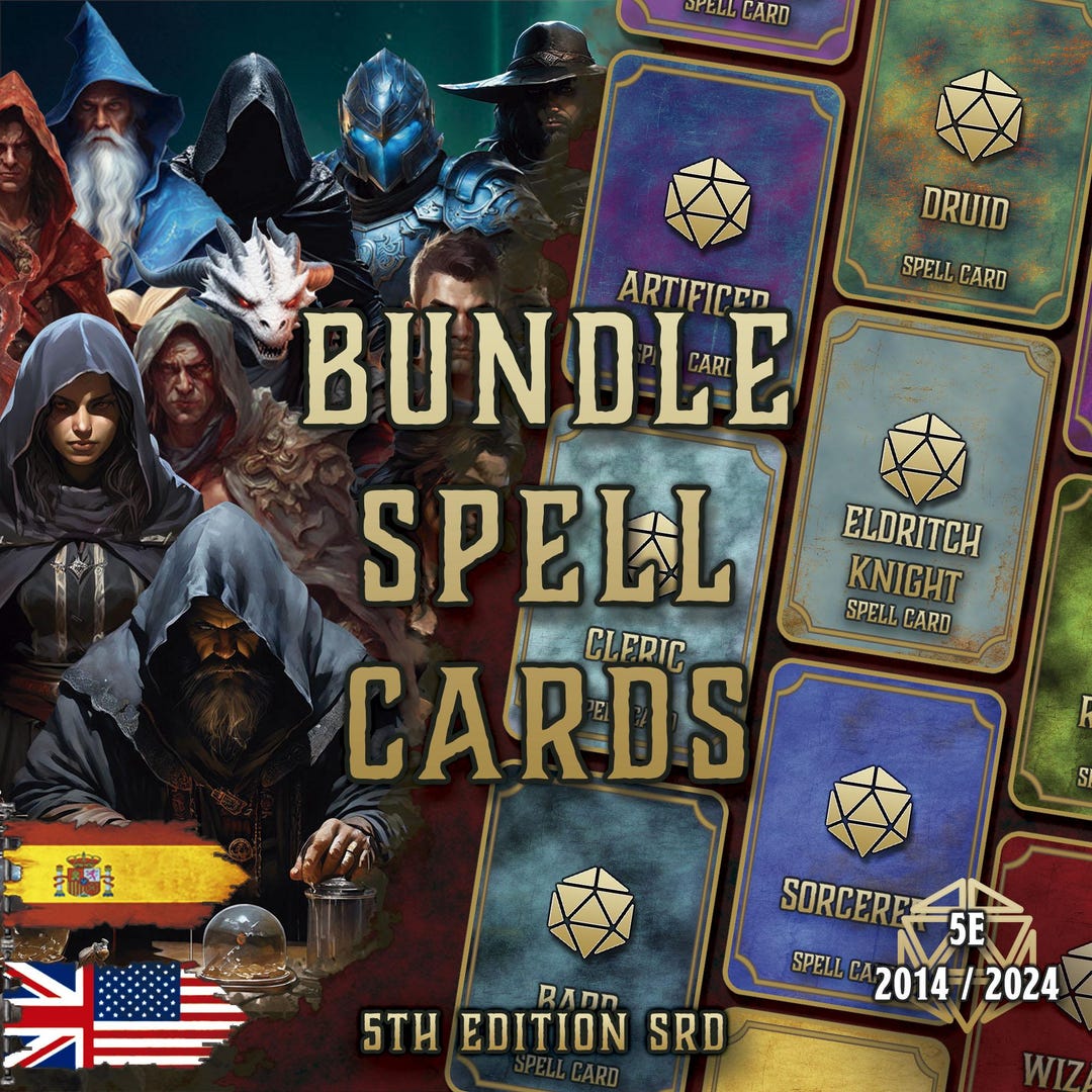 Spellbook Accessory Dnd 5E Spell Cards Bundle | Printable PDF | Fillable Spellbook ...