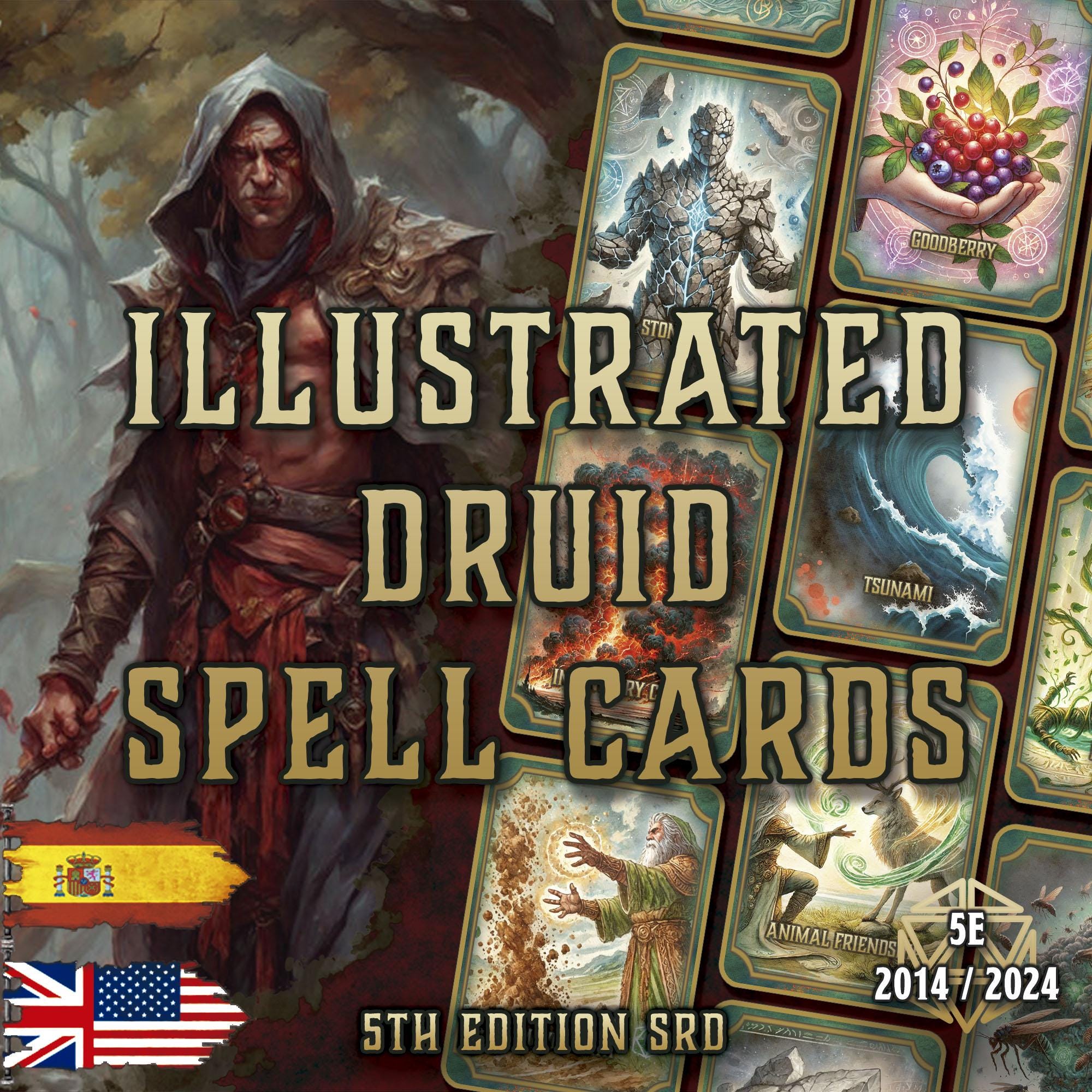 Spellbook Accessory Dnd 5E Druid Spell Cards | Printable PDF | Fillable Spellbook ...