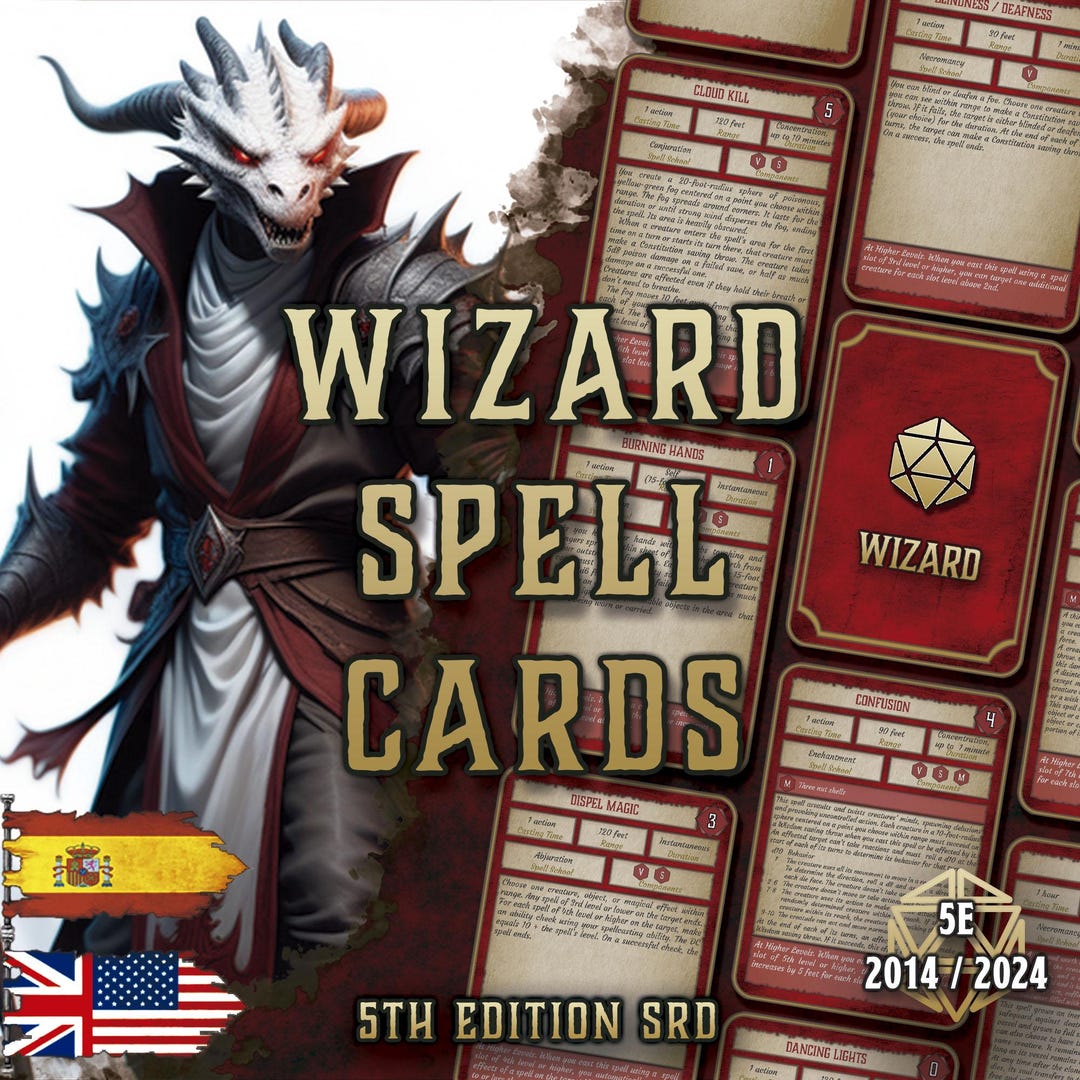 Spellbook Accessory Dnd 5E Wizard Spell Cards | Printable PDF | Fillable Spellbook ...