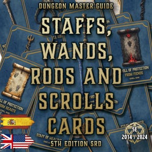 DnD 5E Staffs Rods Wands Scrolls Cards | Equipment Reference | Printable PDF | Fillable | RPG Accessories | Player and DM Tool | 2014-2024