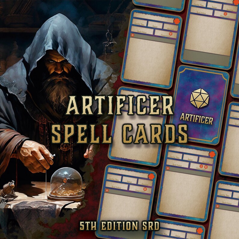 Dnd Artificer Spell Cards | Character Spell Cards | 5th Edition Board ...