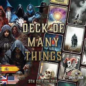 DnD 5E デッキ・オブ・メニー・シングス・カード | 伝説の魔法アイテムデッキ | 印刷可能なPDF | RPGアクセサリー | ダンジョンマスターツール | 2014-2024