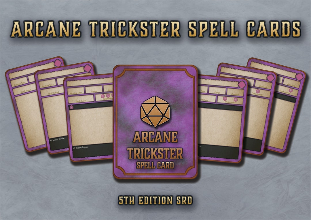 Dnd Arcane Trickster Spell Cards Character Spell Cards 5th - Etsy