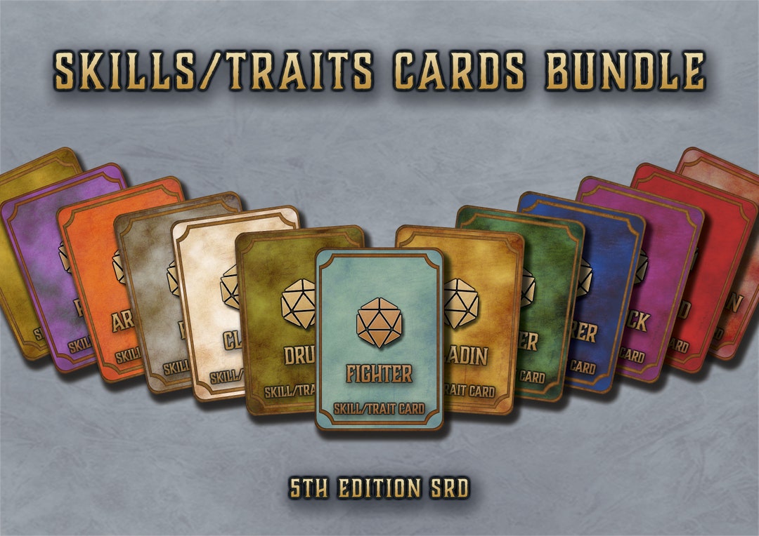 Dnd Skills and Traits Cards for Every Class Character Skills Cards 5th ...