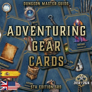 DnD 5E Adventuring Gear Cards | Equipment Reference | Printable PDF | Fillable | RPG Accessories | Player and DM Tool | 2014-2024