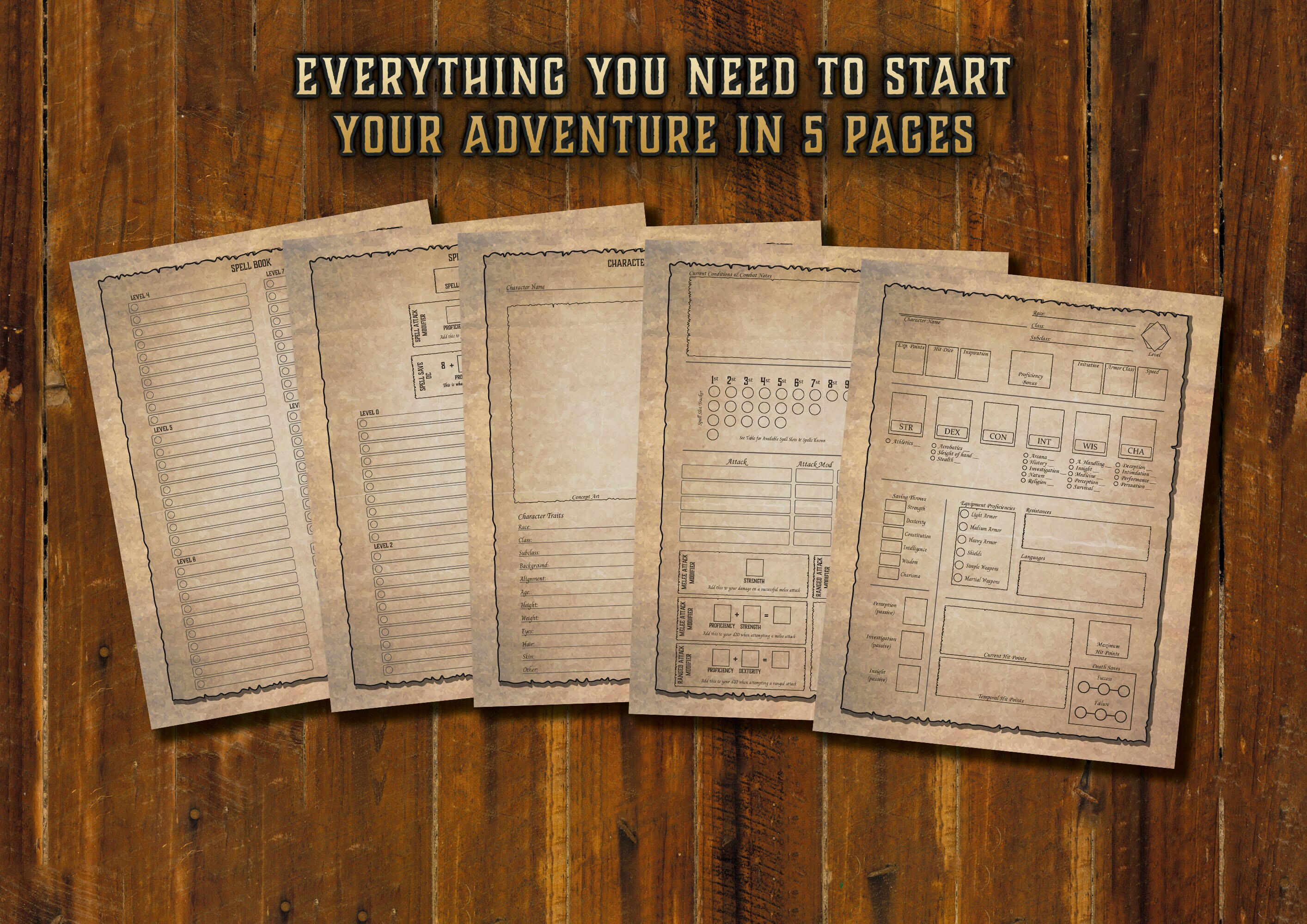 Printable Dnd Short Character Sheet 5e | D&amp;D Campaign Journal | Dnd 5e ...