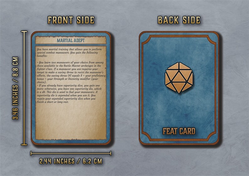 Dnd Feats Cards Character Feats Cards 5th Edition Board Game Printable Dnd Accessory Feats D&D