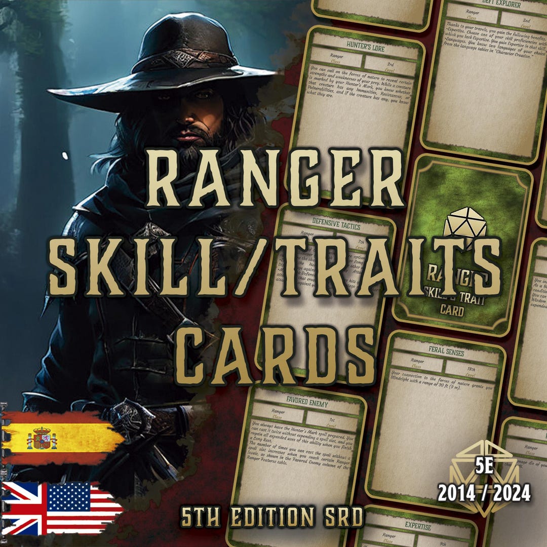 Dnd 5E Ranger Skills and Traits Cards | Class Abilities | Printable PDF ...