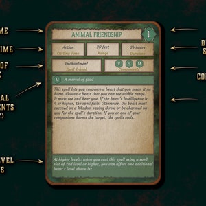 Dnd Spell Cards for Every Class Character Spell Cards 5th Edition Board ...