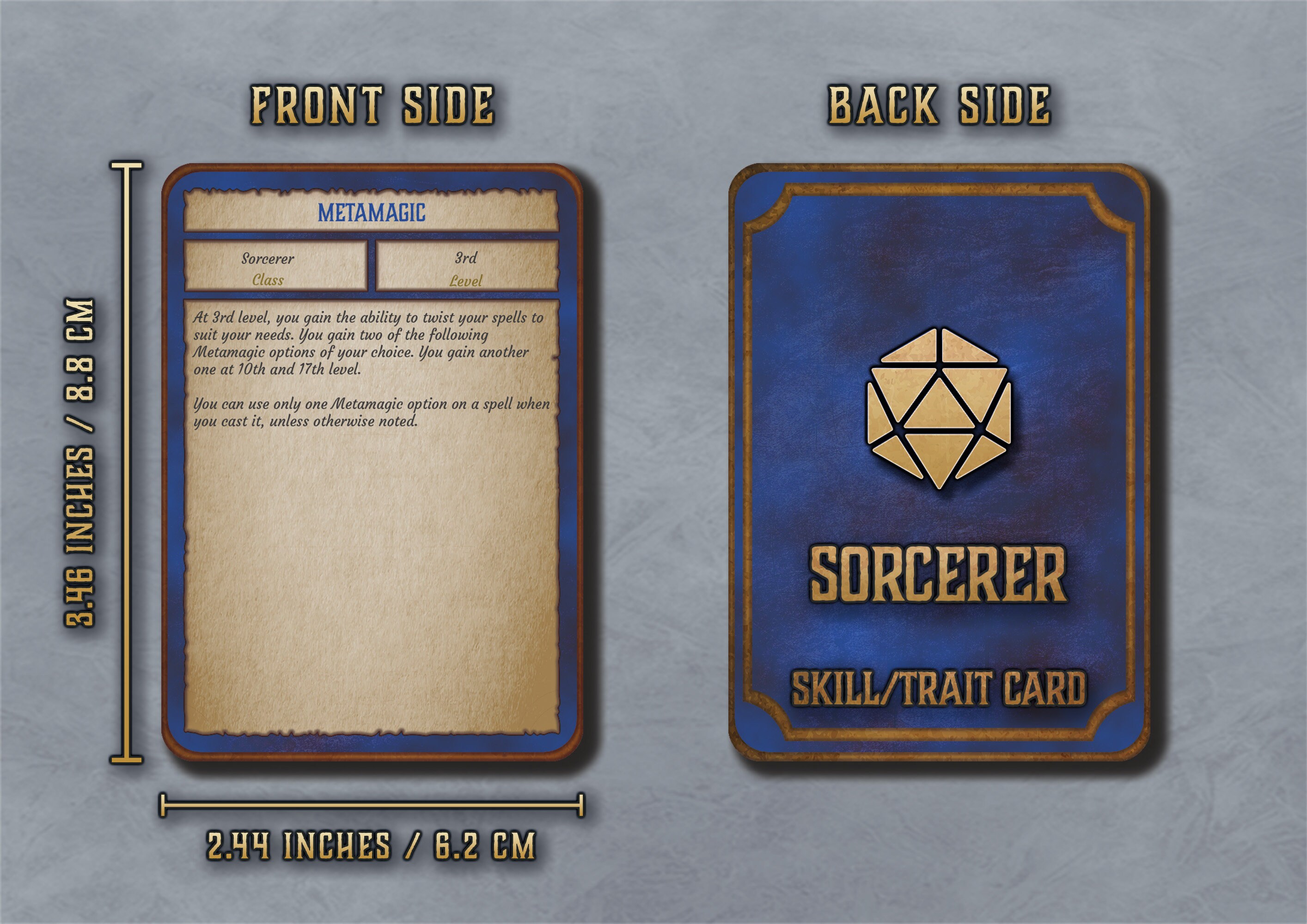 Dnd Sorcerer Skills and Traits Cards Character Skill Cards 5th Edition ...