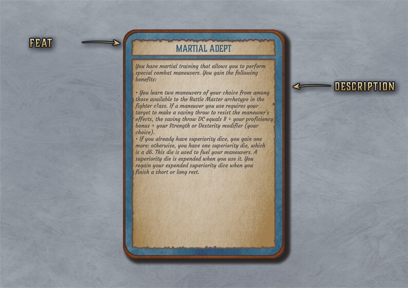 Dnd Feats Cards Character Feats Cards 5th Edition Board Game Printable ...
