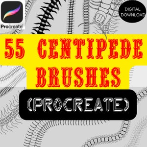 55 Centipede Procreate Brushes for Tattoo, Centipede Builder Set, For Illustrations, Cartoon, Comics, Manga, Specially for creative minds