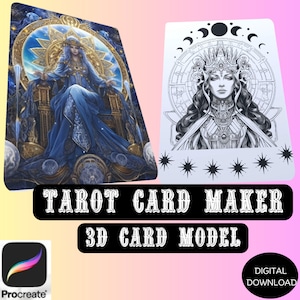 Procreate Tarot Card Kit zusammen mit 3D-Modell für die Visualisierung und Entwicklung von Spiele-Assets| Sofortiger digitaler Download | Kommerzielle Nutzung
