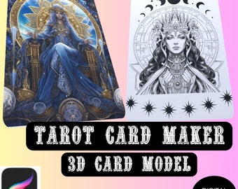 Procreate Tarot Card Builder Kit along with 3D model for visualization and game asset development| Instant digital download |Commercial use