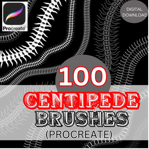100 Centipede Procreate Brushes for Tattoo, Millipede brush, Centipede Builder Set