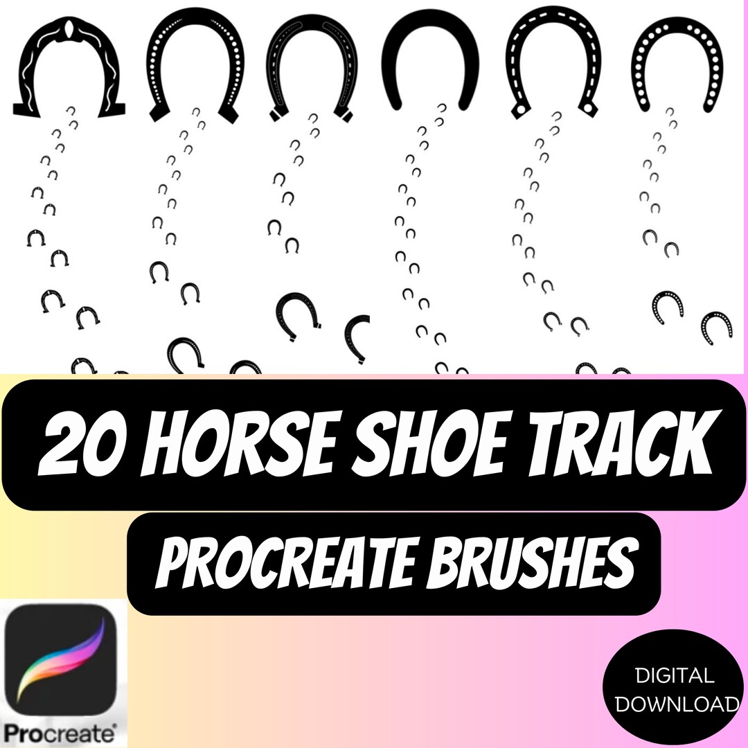 20 Horseshoe Tracks and Stamps for Procreate Horse Hoof Track Brush