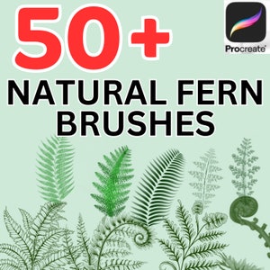 Natural Fern Procreate brushes (50+) and stamps, greenery brushes, dynamic greenery brush, natural brush for iPad