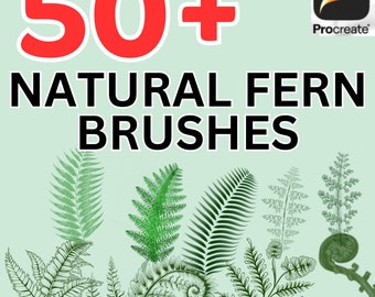 Natural Fern Procreate brushes (50+) and stamps, greenery brushes, dynamic greenery brush, natural brush for iPad