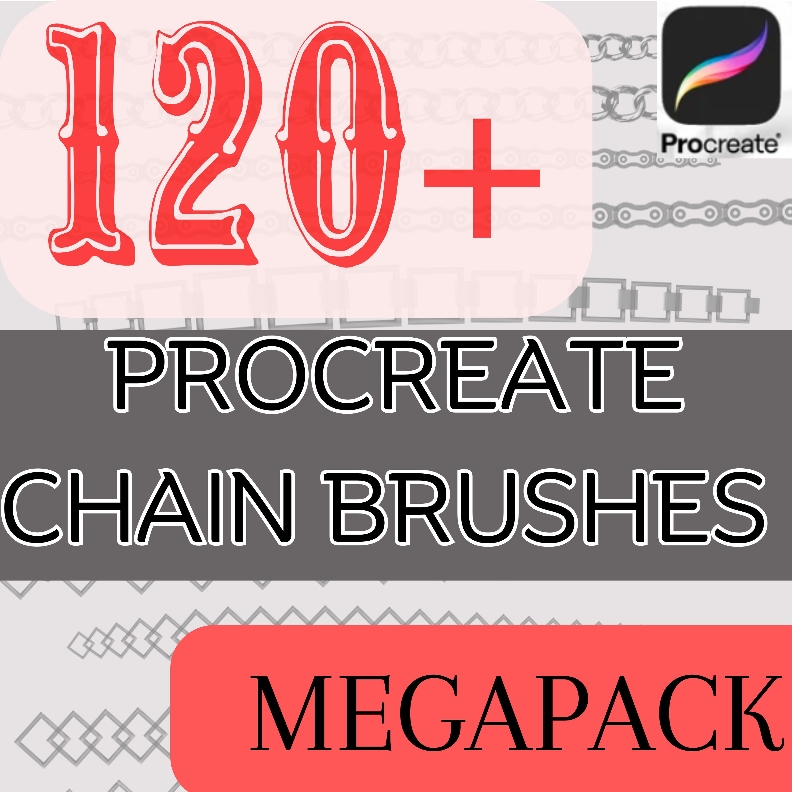 120+ Procreate Chain & Rope Brushes (Hand-Drawn) — Stamp, Texture & Jewelry Brush Set for iPad