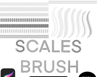 20 Scales Brush (Hand drawn) - (Snake Skin, Fish Scales/ Fish skin, Mermaid Scales/ Mermaid Skin, Reptile Scales/ Reptile Skin)