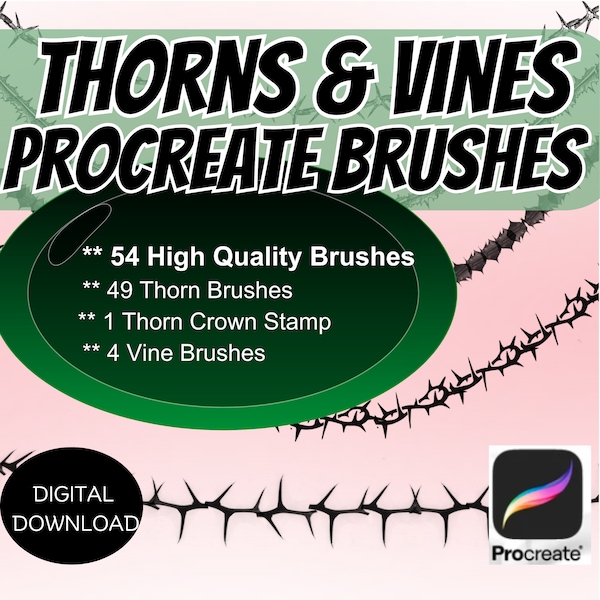 High Quality Thorns Procreate Brush, Vines, Foliage Procreate Brushes & Stamps [thorn crown, greenery, Digital download]