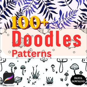 100+ Procreate Doodle Patterns Bundle