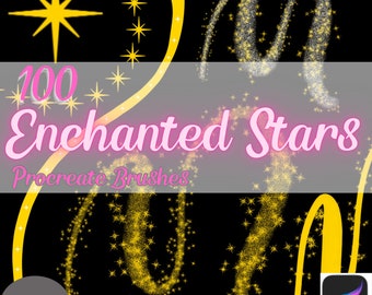 100 Enchanted Stars Procreate Brushes: Stardust & Glitter(Digital Download)