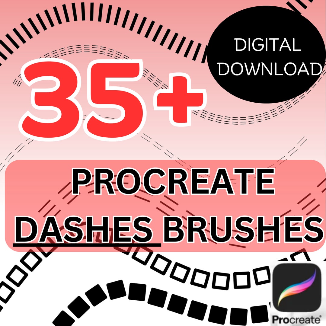 Dashed Line Brush for Procreate, 35 Procreate Brush, Dashes Border Line