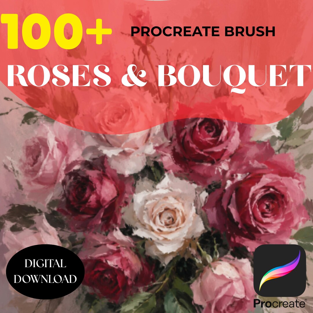 100+ Procreate Rose & Bouquet Stamp Brushes | Floral Procreate Stamps ...
