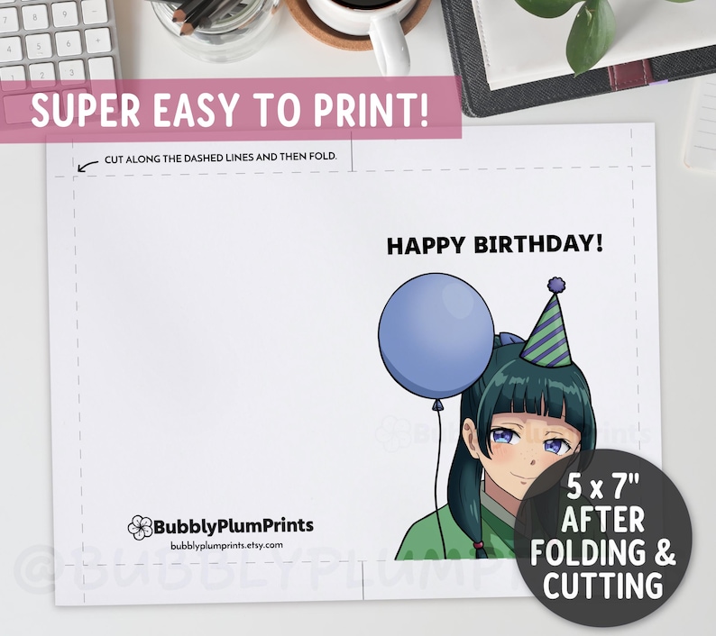 PRINTABLE Happy Birthday Anime Greeting Card | Cute Maomao Apothecary ...