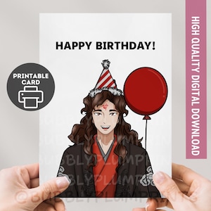 PRINTABLE SVSSS Cute Happy Birthday Greeting Card | Kawaii Luo Bing He Handsome Card | Otaku Gift for Him Her Family | Instant Download 5x7