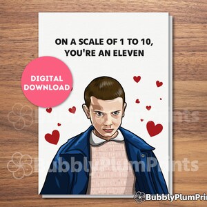 Biglietto d'auguri stampabile "Eleven Hearts", confessione d'amore, valutazione della persona amata, regalo per lui/lei e famiglia, download immediato, 5x7