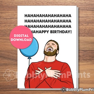 AFDRUKBARE Laughing Evans, grappige Chris Evans Card, Happy Birthday Card, Meme Card, Captain Laughter, cadeau voor hem/haar, Instant Download, 5 x 7