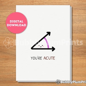 Tarjeta de felicitación minimalista de ángulo agudo para imprimir, confesión de amor, amante de las matemáticas, regalo para él/ella y su familia, descarga instantánea, 5x7
