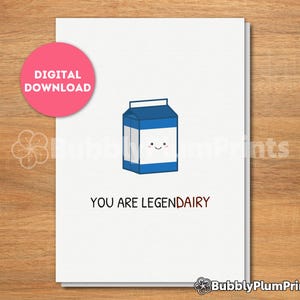 AFDRUKBARE melk minimalistische wenskaart, leuke gefeliciteerd kaart, lactose-intolerantie, cadeau voor hem/haar en familie, Instant Download, 5 x 7