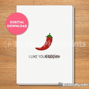 Cartão de felicitações minimalista engraçado Gochu para impressão, Confissão de amor, Pimenta de trocadilho coreana, Presente para ele/ela e família, Download instantâneo, 5x7