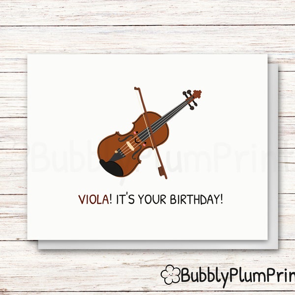 VIOLA! It's your birthday, Cute Viola Musical Instrument Greeting Card, Funny Minimalist Card, Punny Gift, Music Love, Happy Card, Orchestra