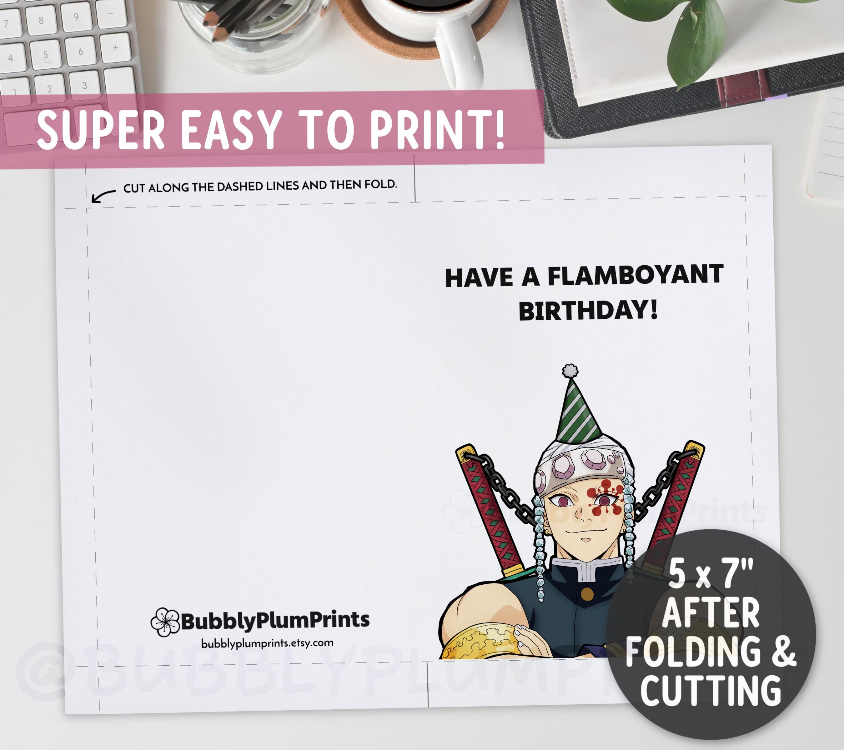 PRINTABLE Funny Anime Happy Birthday Greeting Card | Handsome Uzui ...