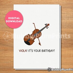 Carte de voeux de joyeux anniversaire minimaliste mignonne imprimable, instrument d'alto drôle, cadeau pour lui et sa famille, téléchargement immédiat, 5 x 7