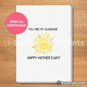 Sonnenschein Minimalist Grußkarte, Muttertag Karte, Geschenk zum Muttertag, Geschenk für Sie und die Familie, Instant Download, 13x18