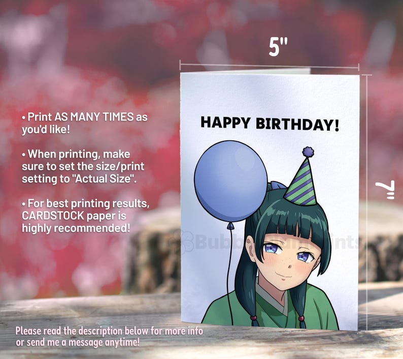 PRINTABLE Happy Birthday Anime Greeting Card | Cute Maomao Apothecary ...