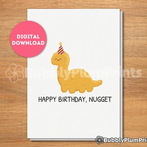 Niedliche Minimalistische Geburtstagskarte, Huhn-Nugget, Geschenk für Sie/Ihn, Familie, Sofort Download, 12x18 Karte