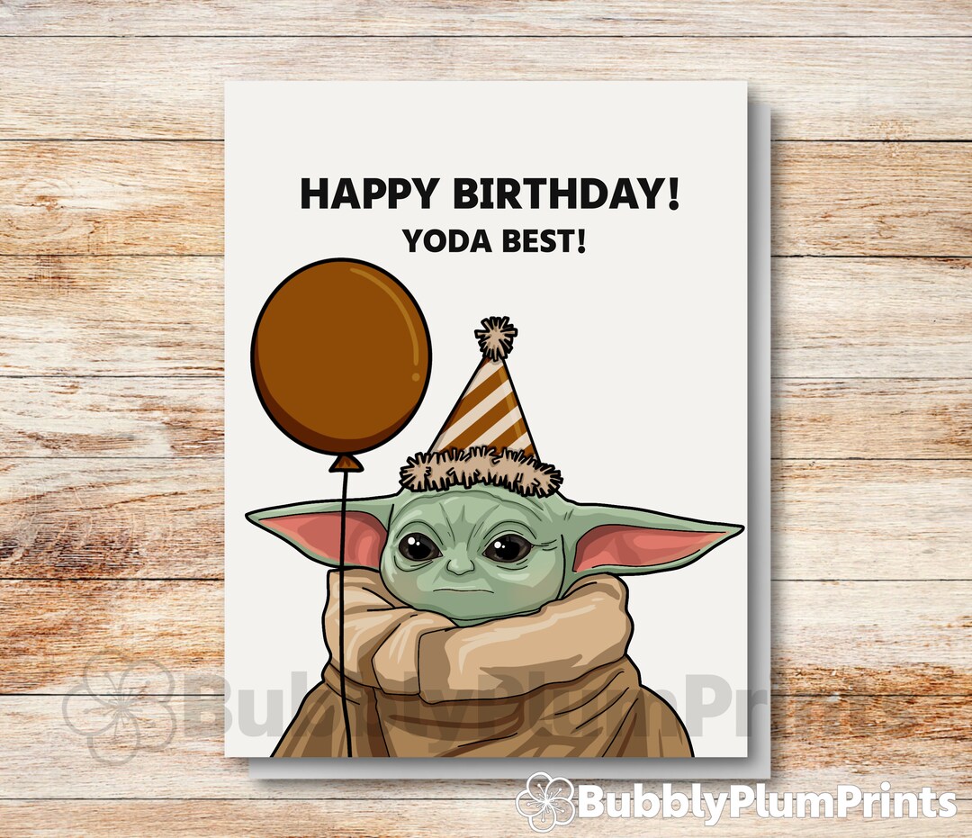 Happy Birthday Greeting Card Cute Baby Yoda Yoda Best Funny Etsy