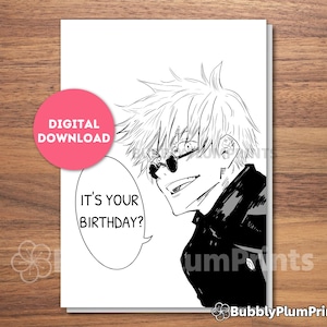 PRINTABLE Funny Anime Happy Birthday Greeting Card, Gojo Sorcerer Card, Gift for him/her and Family, Instant Download, 5x7