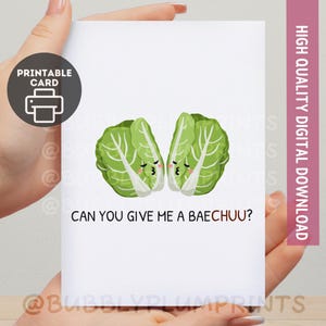 PRINTABLE Korean Japanese Cabbage Minimalist Greeting Card | Confession Love Note | Nerdy Gift for Him Her Family | Instant Download | 5x7