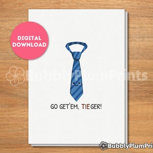 Tarjeta de felicitación minimalista con corbata para imprimir, divertida y adorable tarjeta de ánimo, regalo para él/ella y su familia, descarga instantánea, 5x7