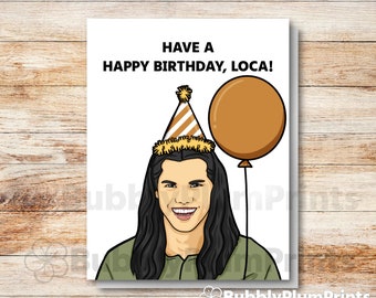 Funny Happy Birthday Loca Greeting Card, Wolf Guy in Twilight Card, Humor Birthday Card, Gift for him/her, for Husband/Wife, Handmade Card