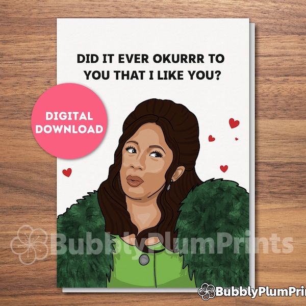 PRINTABLE Funny Okurr Card, Bacardi Card, Love Confession Card, Valentine's Day, Anniversary Card, Gift for him/her, Instant Download, 5x7