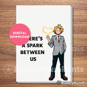 PRINTABLE Cute Anime Confession Greeting Card, Hero Kaminari, Sparking Card, Gift for him/her, Family Friends, Instant Download, 5x7